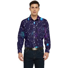 Realistic Night Sky With Constellations Men s Long Sleeve Pocket Shirt 