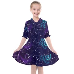 Realistic Night Sky With Constellations Kids  All Frills Chiffon Dress
