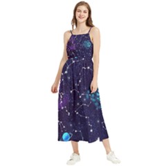 Realistic Night Sky With Constellations Boho Sleeveless Summer Dress