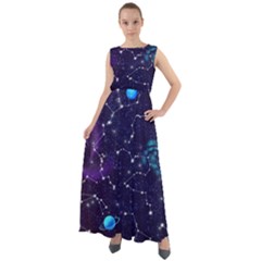 Realistic Night Sky With Constellations Chiffon Mesh Boho Maxi Dress