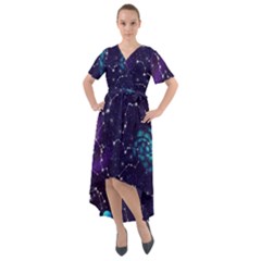 Realistic Night Sky With Constellations Front Wrap High Low Dress