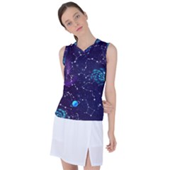Realistic Night Sky With Constellations Women s Sleeveless Sports Top