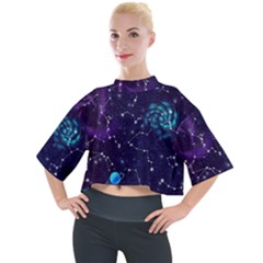 Realistic Night Sky With Constellations Mock Neck T-Shirt