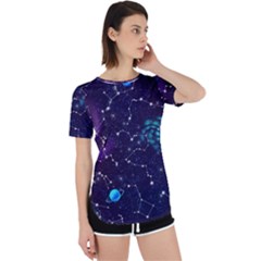 Realistic Night Sky With Constellations Perpetual Short Sleeve T-Shirt