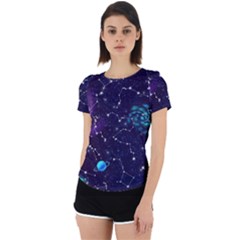 Realistic Night Sky With Constellations Back Cut Out Sport T-Shirt