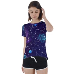 Realistic Night Sky With Constellations Short Sleeve Open Back T-Shirt