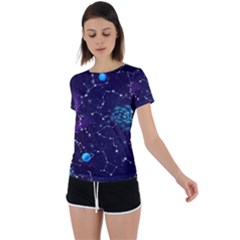 Realistic Night Sky With Constellations Back Circle Cutout Sports T-Shirt