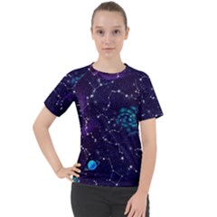 Realistic Night Sky With Constellations Women s Sport Raglan T-Shirt