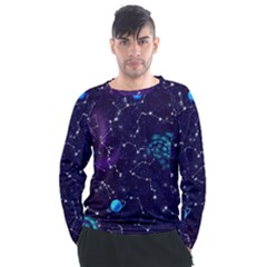 Realistic Night Sky With Constellations Men s Long Sleeve Raglan T-Shirt