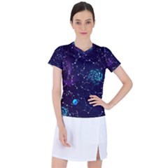 Realistic Night Sky With Constellations Women s Sports Top