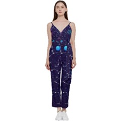 Realistic Night Sky With Constellations V-Neck Camisole Jumpsuit