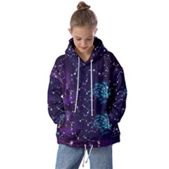 Realistic Night Sky With Constellations Kids  Oversized Hoodie