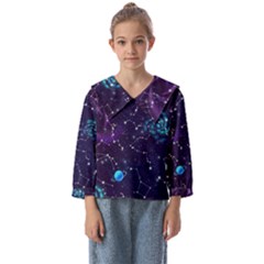 Realistic Night Sky With Constellations Kids  Sailor Shirt