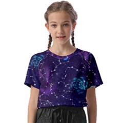 Realistic Night Sky With Constellations Kids  Basic T-Shirt