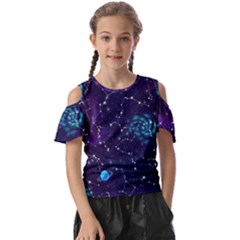 Realistic Night Sky With Constellations Kids  Butterfly Cutout T-Shirt