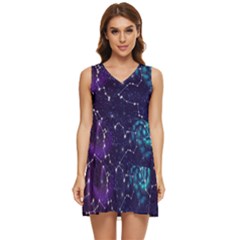 Realistic Night Sky With Constellations Tiered Sleeveless Mini Dress