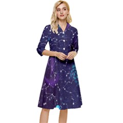 Realistic Night Sky With Constellations Classy Knee Length Dress