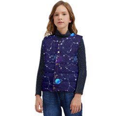 Realistic Night Sky With Constellations Kid s Button Up Puffer Vest	