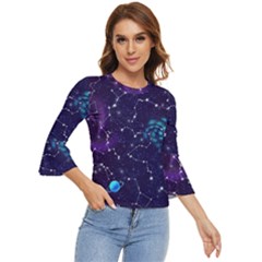 Realistic Night Sky With Constellations Bell Sleeve Top