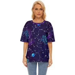 Realistic Night Sky With Constellations Oversized Basic T-Shirt