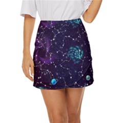 Realistic Night Sky With Constellations Mini Front Wrap Skirt