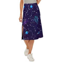 Realistic Night Sky With Constellations Midi Panel Skirt