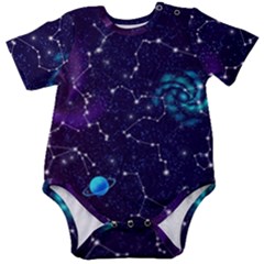 Realistic Night Sky With Constellations Baby Short Sleeve Bodysuit