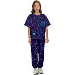 Realistic Night Sky With Constellations Kids  T-Shirt and Pants Sports Set