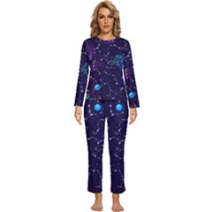 Realistic Night Sky With Constellations Womens  Long Sleeve Lightweight Pajamas Set