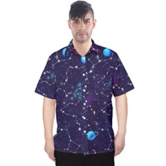 Realistic Night Sky With Constellations Men s Hawaii Shirt