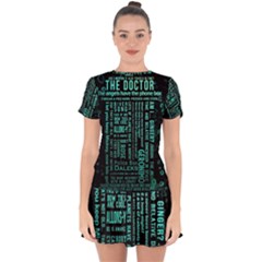 Tardis Doctor Who Technology Number Communication Drop Hem Mini Chiffon Dress