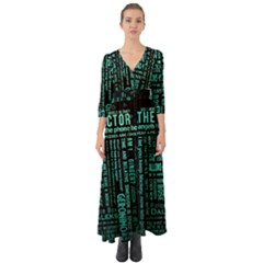 Tardis Doctor Who Technology Number Communication Button Up Boho Maxi Dress