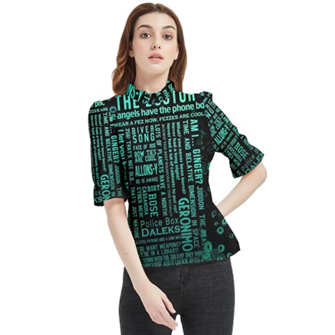 Tardis Doctor Who Technology Number Communication Frill Neck Blouse by Cemarart