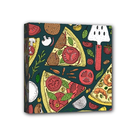 Seamless Pizza Slice Pattern Illustration Great Pizzeria Background Mini Canvas 4  X 4  (stretched)