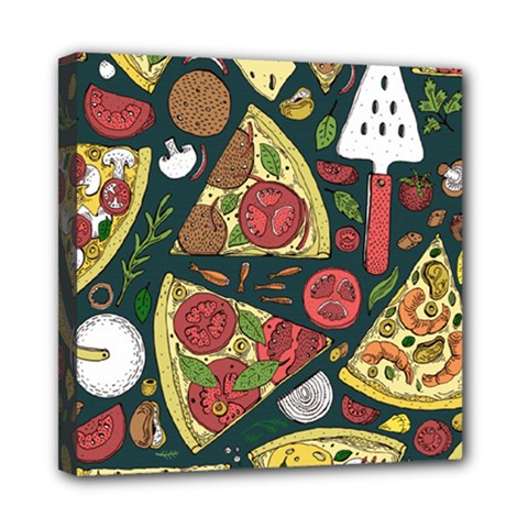 Seamless Pizza Slice Pattern Illustration Great Pizzeria Background Mini Canvas 8  X 8  (stretched)