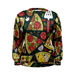 Seamless Pizza Slice Pattern Illustration Great Pizzeria Background Women s Sweatshirt