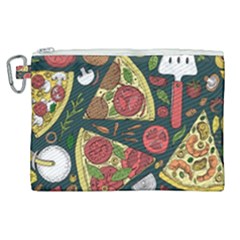 Seamless Pizza Slice Pattern Illustration Great Pizzeria Background Canvas Cosmetic Bag (xl)