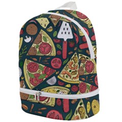 Seamless Pizza Slice Pattern Illustration Great Pizzeria Background Zip Bottom Backpack by Cemarart