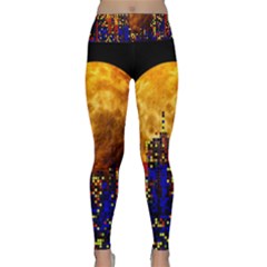 Skyline Frankfurt Abstract Moon Lightweight Velour Classic Yoga Leggings by Cemarart