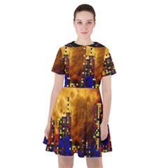 Skyline Frankfurt Abstract Moon Sailor Dress by Cemarart