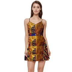 Skyline Frankfurt Abstract Moon Short Frill Dress by Cemarart