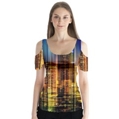 Skyline Light Rays Gloss Upgrade Butterfly Sleeve Cutout T-shirt 