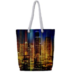 Skyline Light Rays Gloss Upgrade Full Print Rope Handle Tote (small)