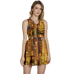 Skyline Light Rays Gloss Upgrade Sleeveless High Waist Mini Dress by Cemarart