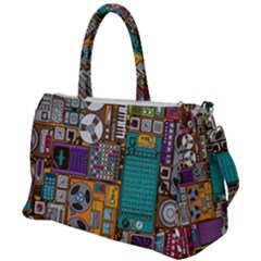 Pattern Design Art Techno  Dj Music Retro Music Device Duffel Travel Bag