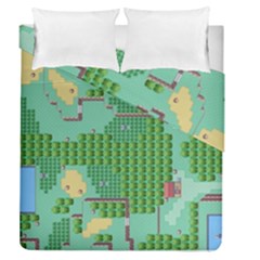 Green Retro Games Pattern Duvet Cover Double Side (queen Size)