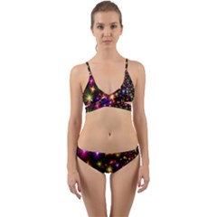 Star Colorful Christmas Xmas Abstract Wrap Around Bikini Set