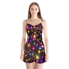 Star Colorful Christmas Xmas Abstract Satin Pajamas Set