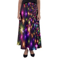 Star Colorful Christmas Xmas Abstract Flared Maxi Skirt