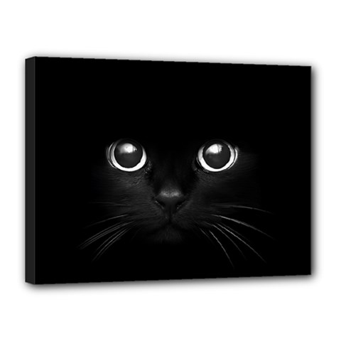 Black Cat Face Canvas 16  X 12  (stretched)